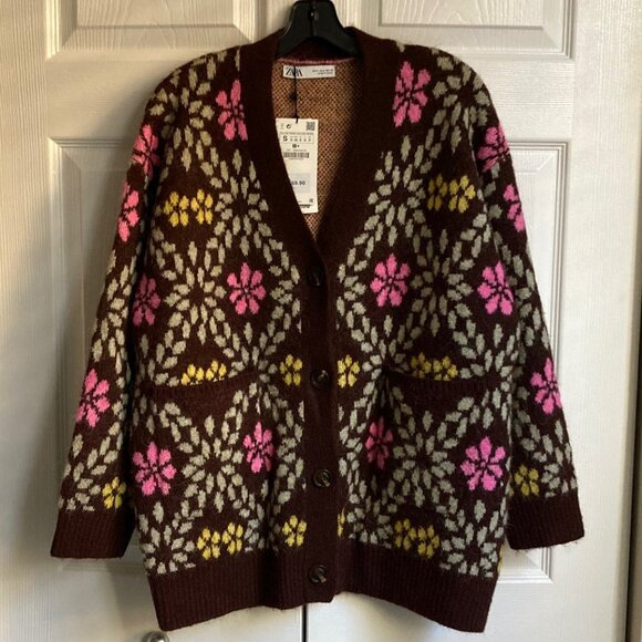 Jacquard flower cardigan - Picture 1 of 11
